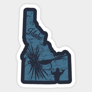 Idaho Distressed Fly Fishing State Map Sticker